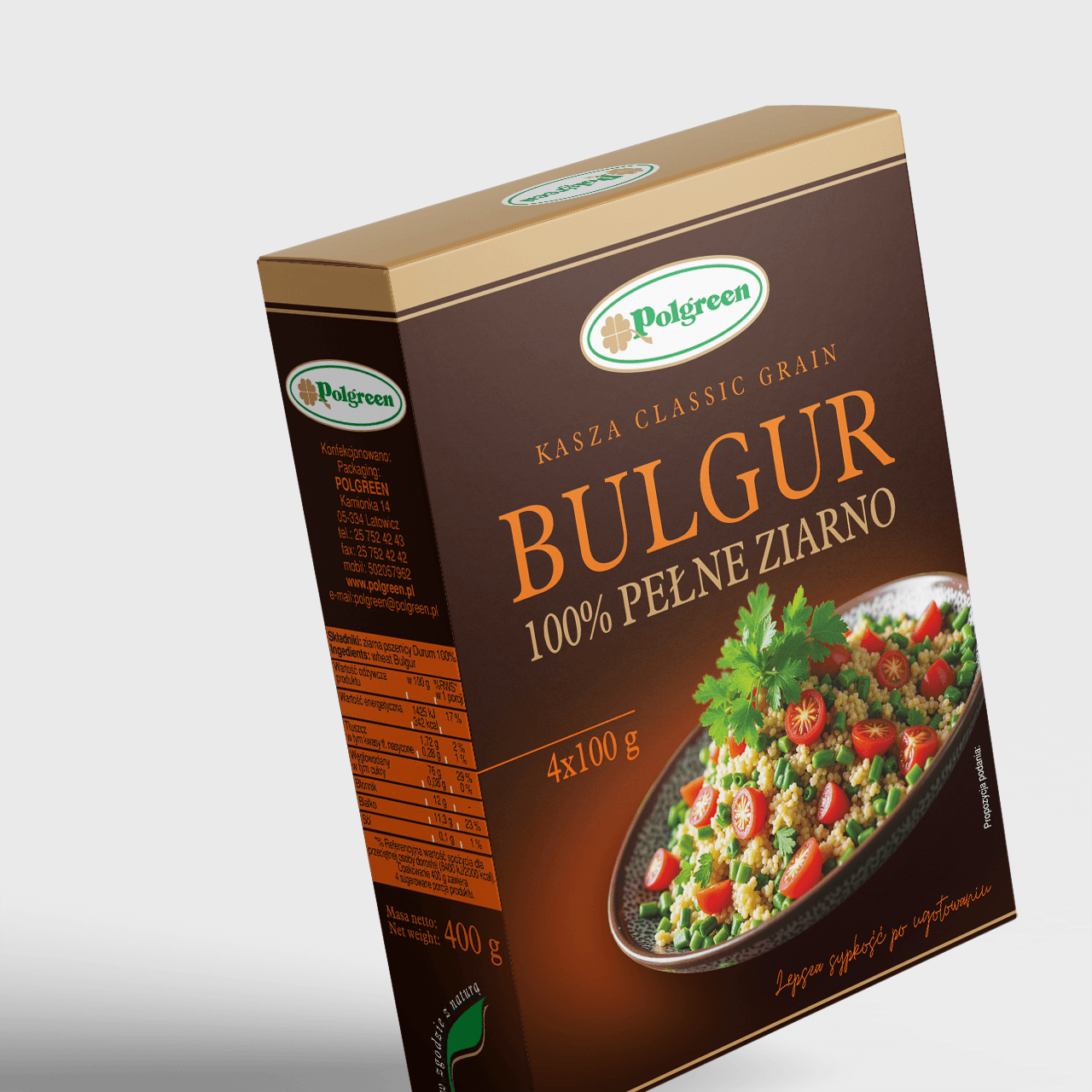 Projekt graficzny opakowania kartonowego na kaszę