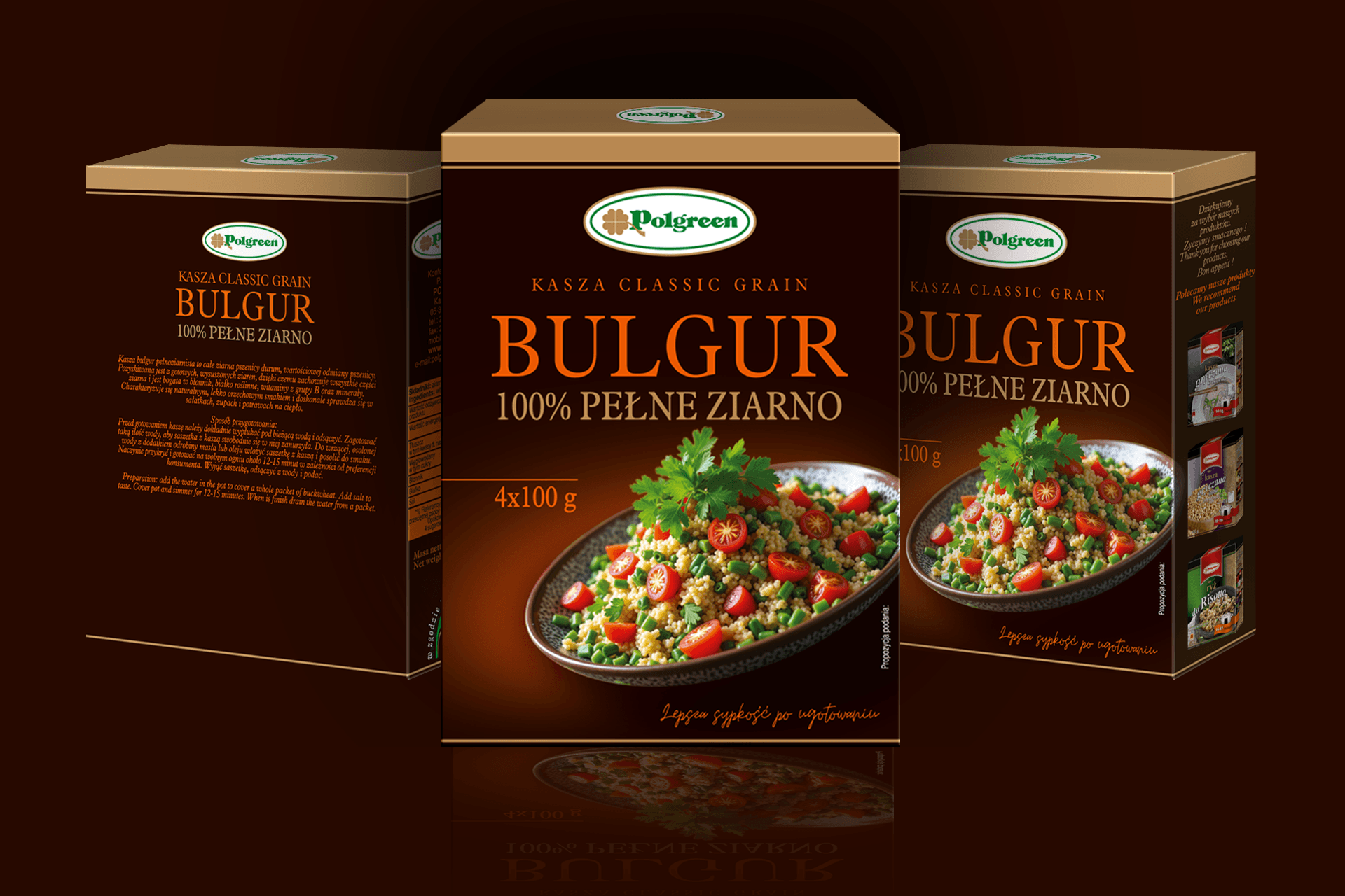 Projekt opakowania kaszy – kartonowe pudełko z identyfikacją wizualną