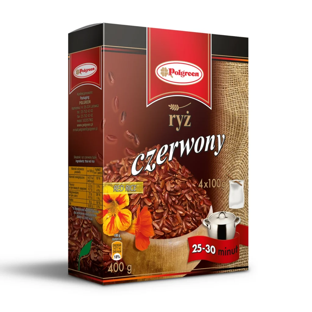 Projekt opakowań kartonowych produktów spożywczych-Ryż czerwony