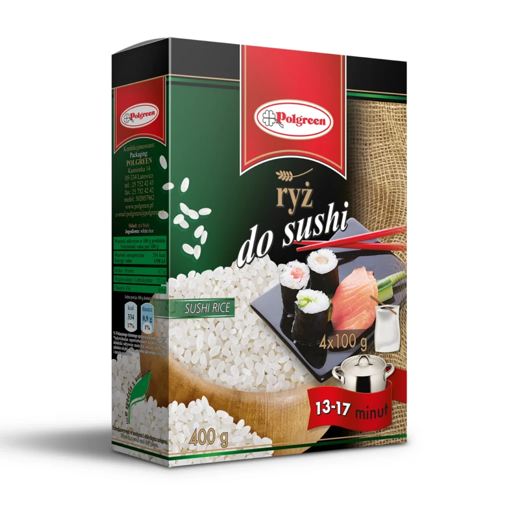 Projekt opakowań kartonowych produktów spożywczych-Ryż do Sushi