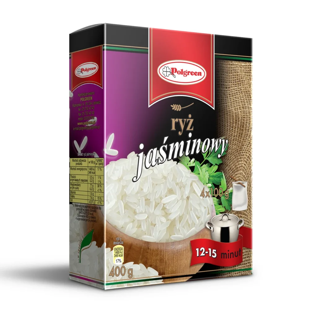 Projekt opakowań kartonowych produktów spożywczych-ryż jaśminowy